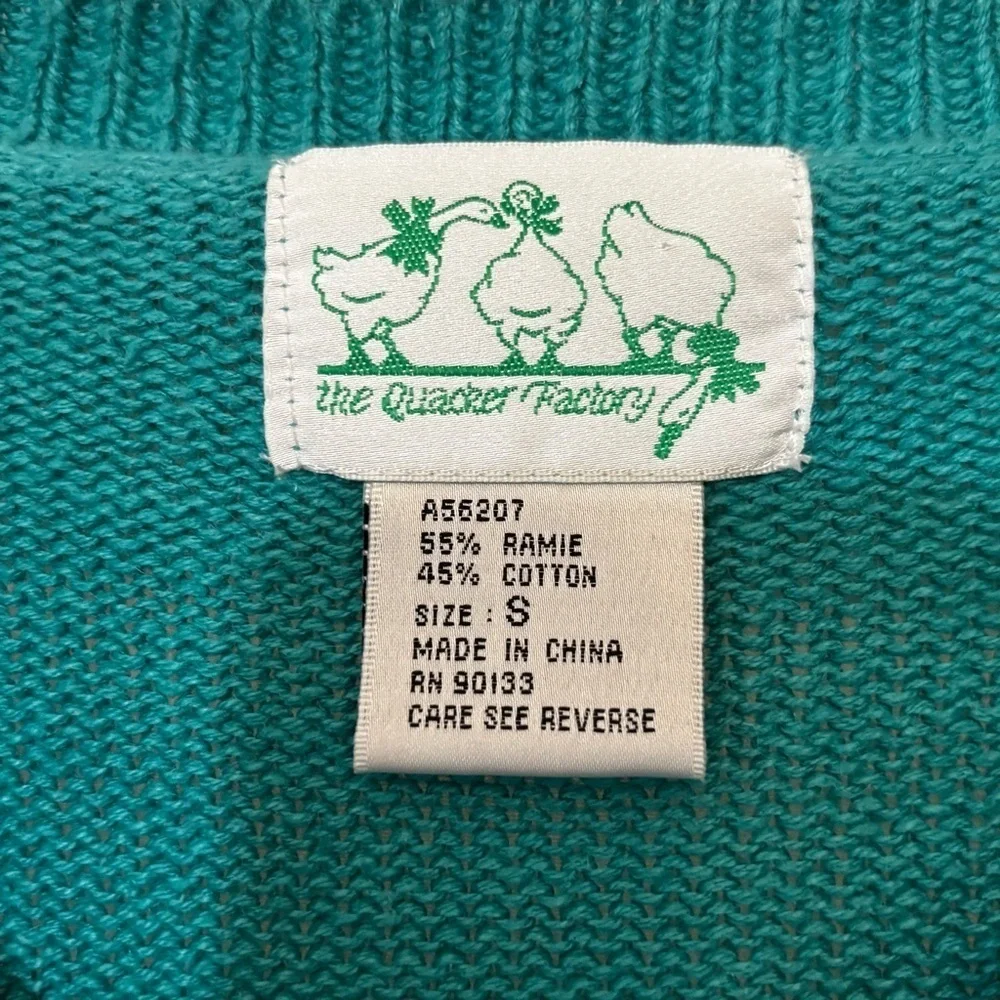 Quacker Factory Vintage Fish Pearl Cardigan Sweater Women Sz Small
